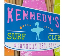 Surfer Girl Surfs Up Sharks Birthday Party Poster 16x30